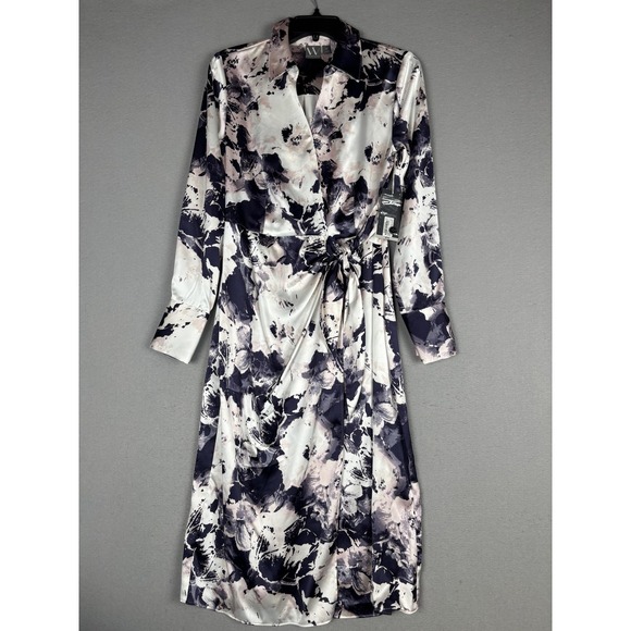 Worthington Dresses & Skirts - Worthington Shirt Dress Womens XS Multicolor Floral Satin Wrap Midi Tie Waist